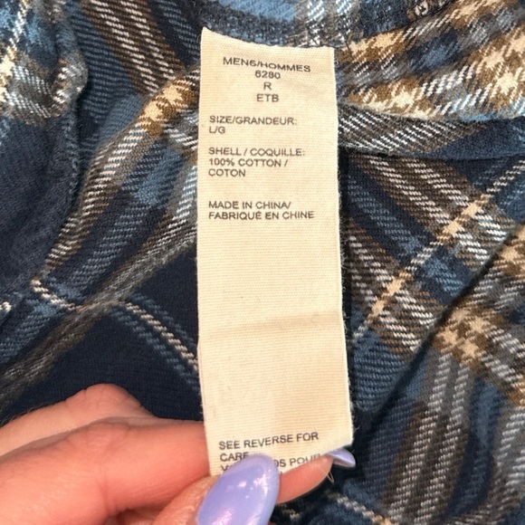2/$35 Woolrich Blue Plaid Heavy Flannel Grunge Large Outdoor Work Button Shirt - Picture 3 of 8